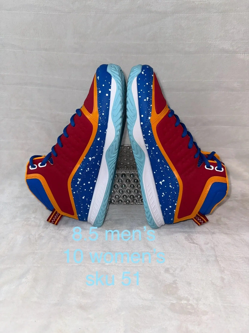 Mens 8.5 or women’s 10, AND1 Red, Blue, White, & Orange, Basketball Shoes.